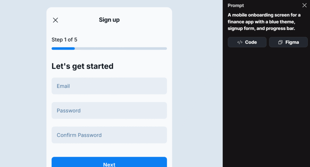 Copy the code or copy the file to figma